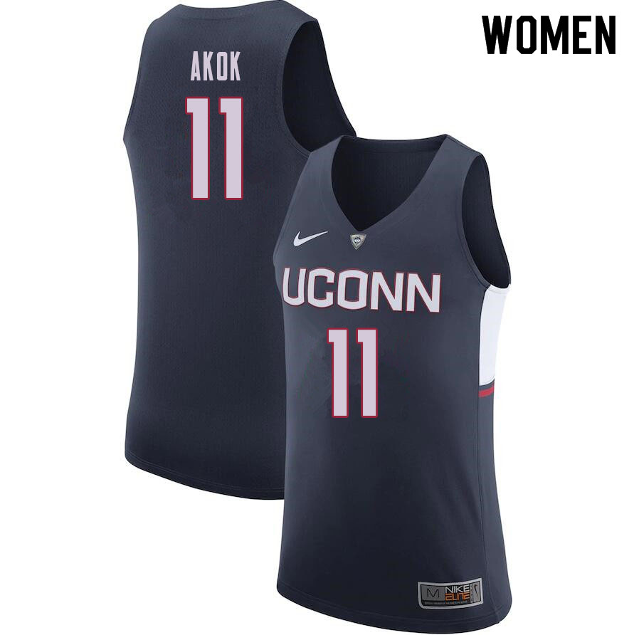 Women #11 Akok Akok Uconn Huskies College Basketball Jerseys Sale-Navy